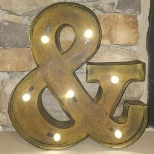 Studio Décor Rustic Vintage Looking Rust Gold Light Up Marquee Sign Ampersand